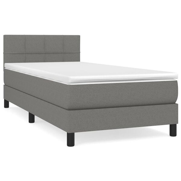 vidaXL Boxspring posteľ s matracom tmavosiv&aacute; 100x200 cm l&aacute;tka
