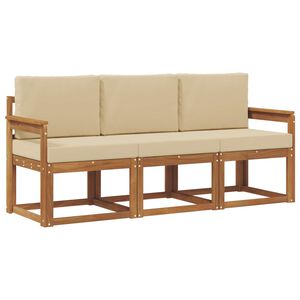 vidaXL Z&aacute;hradn&aacute; s&uacute;prava gaučov s vank&uacute;&scaron;om 3 pcs Pr&iacute;rodn&aacute; a b&eacute;žov&aacute;