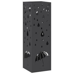 vidaXL Stojan na d&aacute;ždniky s &uacute;ložiskom Čierna 15,5 x 15,5 x 49 cm Oceľ