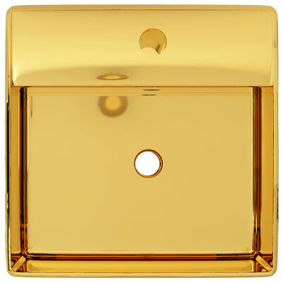 vidaXL Umývadlo s prepadom 41x41x15 cm keramické zlaté