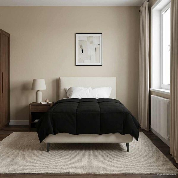 vidaXL Zimn&yacute; prehoz &Scaron;nurovan&yacute; Čierna 135 x 220 cm Mikrovl&aacute;kno