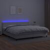 vidaXL Boxspring posteľ s matracom a LED biela 200x200 cm umelá koža