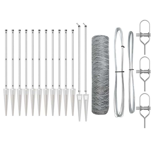 vidaXL Stĺp na plot. Strieborn&aacute; 10 x 1 m (50 mm sieť) Oceľ