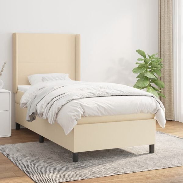 vidaXL Boxspring posteľ s matracom kr&eacute;mov&aacute; 100x200 cm l&aacute;tka