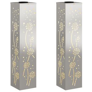 vidaXL Sol&aacute;rne LED svetlo na chodn&iacute;k 2 ks Tepl&aacute; biela 18 x 18 x 80 cm