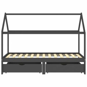 vidaXL R&aacute;m detskej postele so z&aacute;suvkami tmavosiv&yacute; borovica 90x200 cm