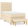 vidaXL Posteľn&yacute; r&aacute;m boxspring s matracom kr&eacute;mov&yacute; 90x190 cm l&aacute;tka