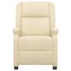 vidaXL Zdvíhacie masážne kreslo, krémové, pravá koža