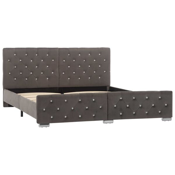 vidaXL Posteľný rám, sivý, zamat 160x200 cm