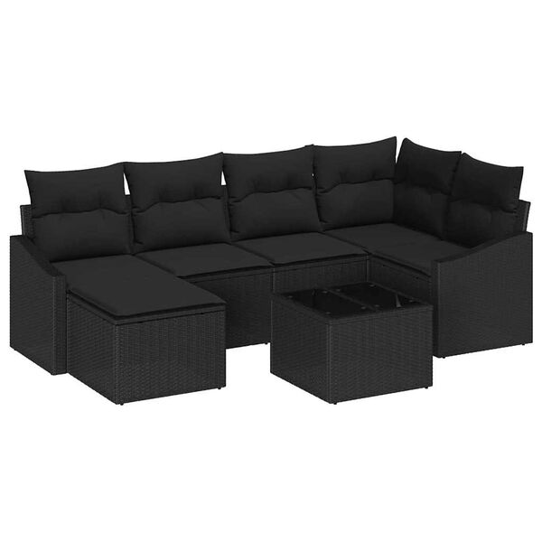 vidaXL Z&aacute;hradn&yacute; jed&aacute;lensk&yacute; set s vank&uacute;&scaron;om s &uacute;ložiskom 7 pcs Čierna