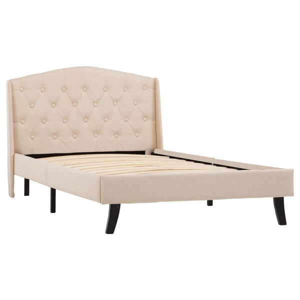 vidaXL Posteľný rám, krémový, látka 100x200 cm