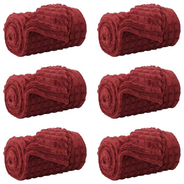 vidaXL Prikr&yacute;vky na hodenie 6 pcs Bordeaux červen&aacute; 150 x 130 cm Fl&iacute;s