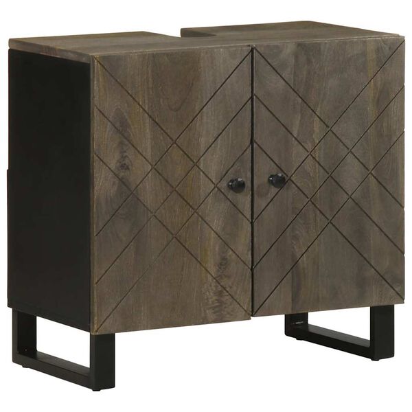 VidaXL 4-dielna s&uacute;prava k&uacute;peľňov&eacute;ho n&aacute;bytku Čierna z mas&iacute;vneho dreva