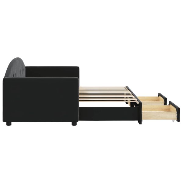 vidaXL Rozkladacia denná posteľ so zásuvkami čierna 80x200 cm látka