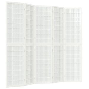 vidaXL Skladac&iacute; parav&aacute;n s 5 panelmi, japonsk&yacute; &scaron;t&yacute;l 200x170 cm biely