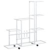 vidaXL Stojan na kvety s kolieskami 94,5x25x92,5 cm biely kovov&yacute;
