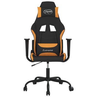 vidaXL Masážna herná stolička, čierna a oranžová, látka