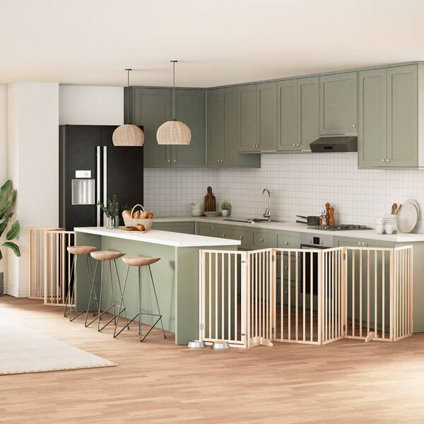 vidaXL Brána pre psa s dverami skladacia 9 panely 450cm topoľové drevo