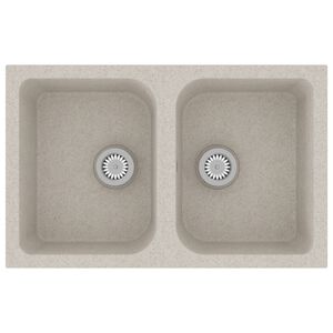 vidaXL Kuchynsk&yacute; drez Quartz a živica 76 x 48 x 30 cm B&eacute;žov&aacute;