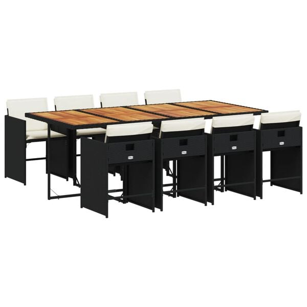 vidaXL 9-dielna z&aacute;hradn&aacute; jed&aacute;lensk&aacute; sada s vank&uacute;&scaron;mi čierna polyratan