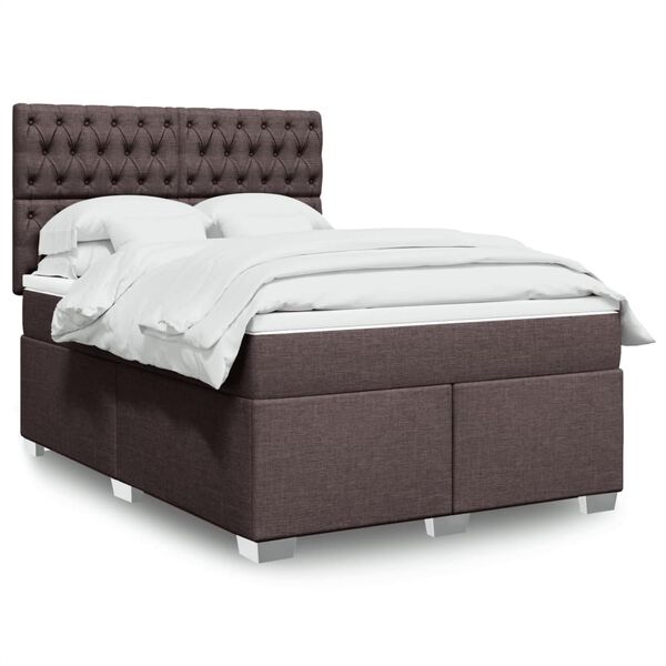 vidaXL Boxspring posteľ s matracom tmavohned&aacute; 140x190 cm l&aacute;tka