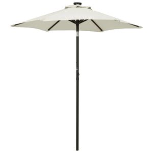 vidaXL Z&aacute;hradn&yacute; slnečn&iacute;k s LED, pieskov&yacute; 200x211 cm, hlin&iacute;k