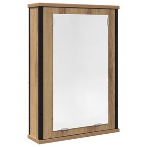 vidaXL K&uacute;peľňov&aacute; zrkadlov&aacute; skrinka, dubov&yacute; dreven&yacute; remeseln&iacute;k, 42x12x60 cm