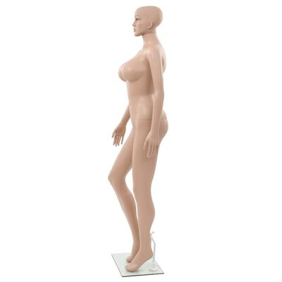 vidaXL Sexy dámska figurína so skleneným podstavcom, béžová 180 cm