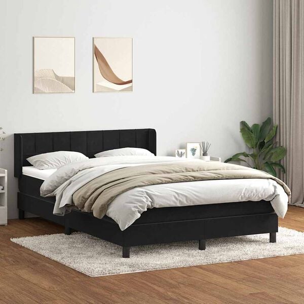 vidaXL Posteľn&yacute; r&aacute;m boxspring s matracom čierny 160x210 cm zamat