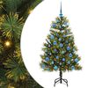 vidaXL Umel&yacute; vianočn&yacute; stromček s pni&scaron;kami Zelen&aacute; 150 cm PVC a PE a kov