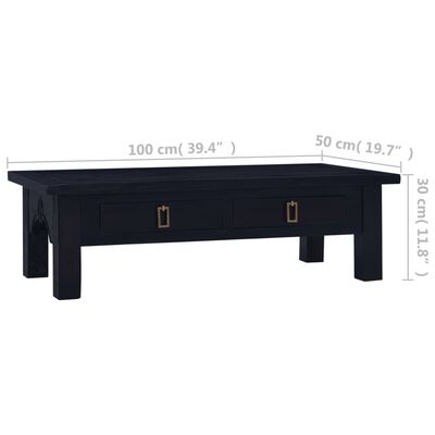 vidaXL Konferenčný stolík bledá čierna káva 100x50x30 cm mahagónový masív