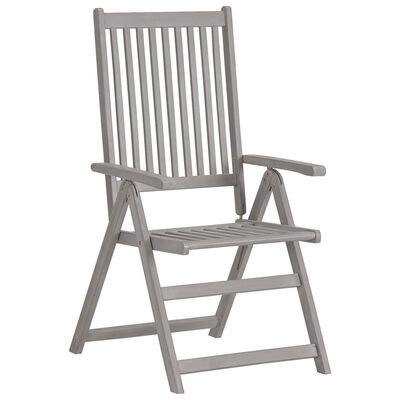 vidaXL Záhradné sklápacie stoličky 8 ks sivé masívne akáciové drevo