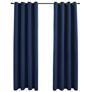 vidaXL Zatemňovacie z&aacute;vesy s kovov&yacute;mi očkami 2 ks, modr&eacute; 140x175 cm