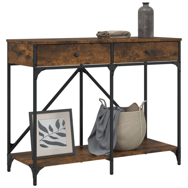 vidaXL Konzolov&yacute; stol&iacute;k dymov&yacute; dub 100x39x78,5 cm kompozitn&eacute; drevo