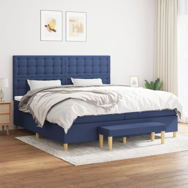vidaXL Boxspring posteľ s matracom modr&aacute; 200x200 cm l&aacute;tka