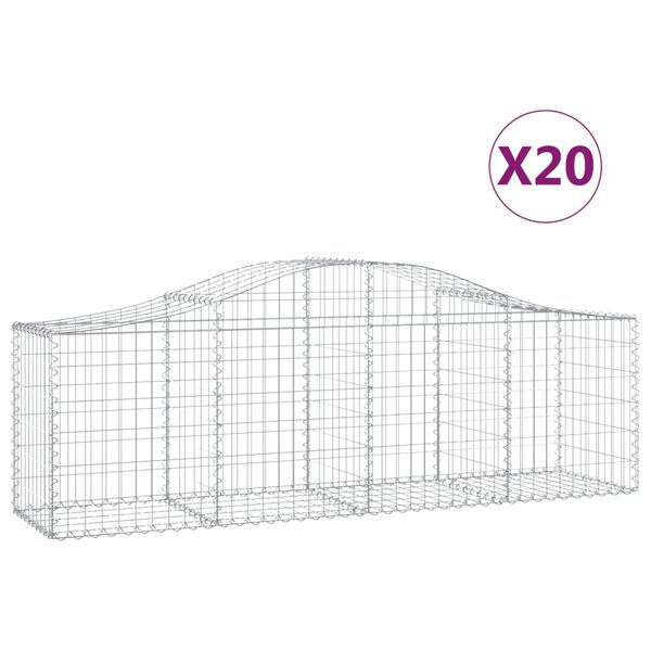 vidaXL Oblúkový gabionový kôš 20 ks 200x50x60/80 cm pozinkované železo