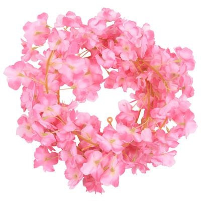 vidaXL Umelé kvetinové girlandy 6 ks, tmavoružové 180 cm