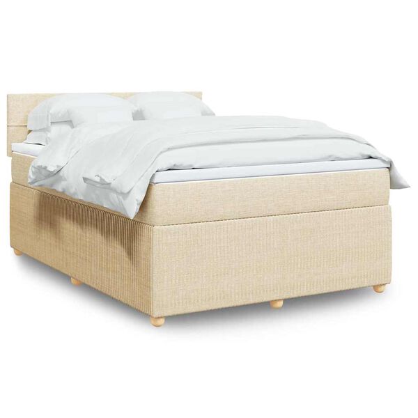 vidaXL Boxspring posteľ s matracom kr&eacute;mov&yacute; 140x190 cm l&aacute;tka