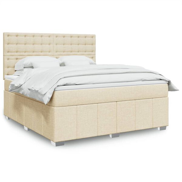 vidaXL Posteľn&yacute; r&aacute;m boxspring s matracom kr&eacute;mov&yacute; 180x200 cm l&aacute;tka