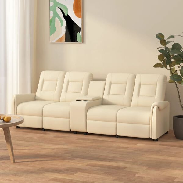 vidaXL 4-miestne sklápacie masážne kreslo+držiak na poháre, krémové