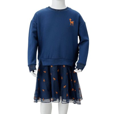 Detské šaty s dlhým rukávom námornícke modré 92