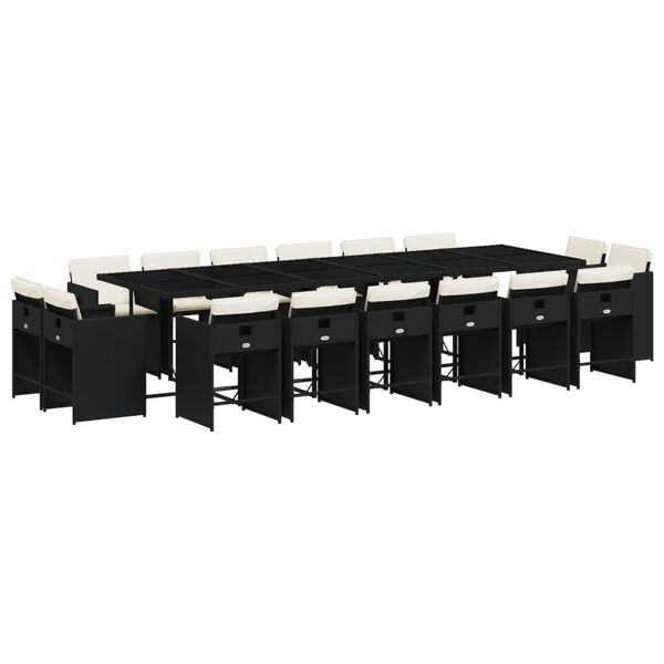 vidaXL 17-dielna z&aacute;hr. jed&aacute;lensk&aacute; s&uacute;prava s vank&uacute;&scaron;mi čierna polyratan