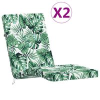 vidaXL Podušky na terasové stoličky 2 ks vzor lístia oxfordská látka