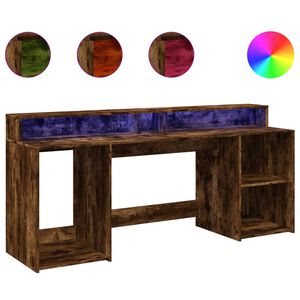 vidaXL St&ocirc;l s LED svetlami dymov&yacute; dub 200x55x91 cm kompozitn&eacute; drevo