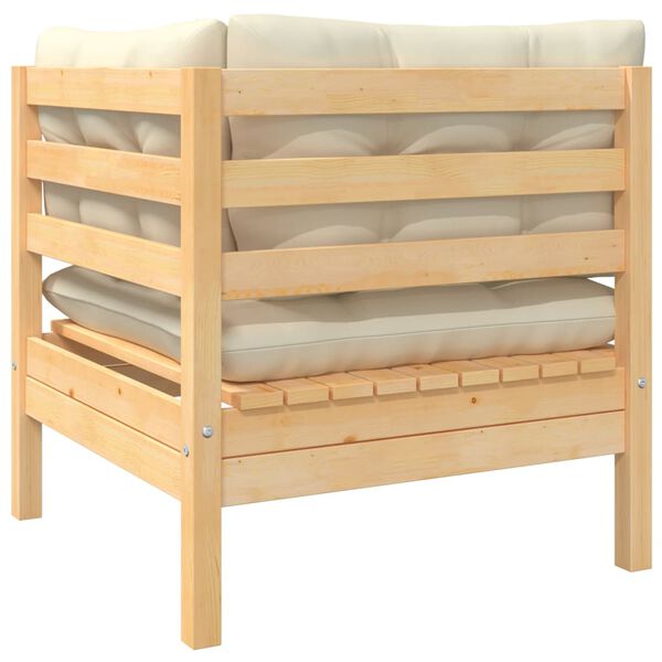 vidaXL 2-miestna záhradná pohovka, krémové podložky, borovicový masív