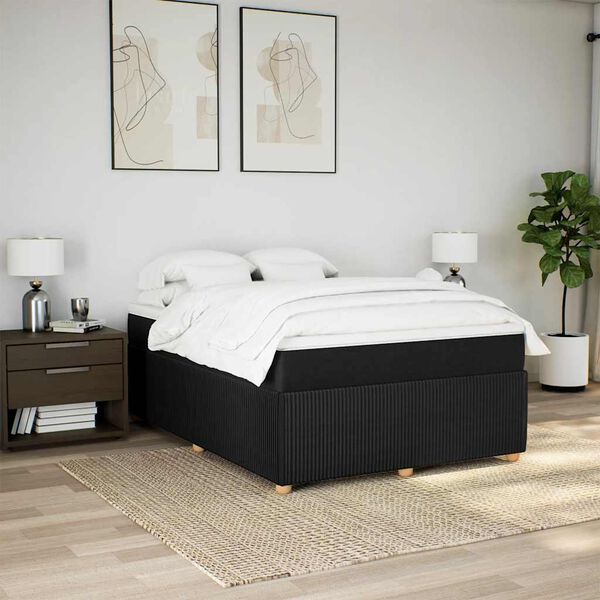 vidaXL Posteľn&yacute; r&aacute;m boxspring s matracom čierny 140x200 cm l&aacute;tka