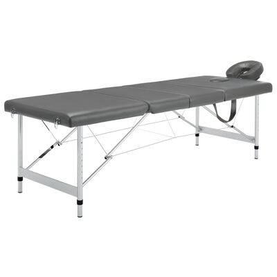 vidaXL Masážny stôl so 4 zónami, hliníkový rám, antracitový 186x68 cm