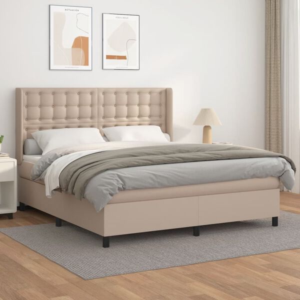 vidaXL Boxspring posteľ s matracom kapuč&iacute;nov&aacute; 160x200 cm umel&aacute; koža