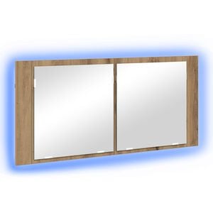 vidaXL Zrkadlov&yacute; kabinet s LED Remeseln&yacute; dub 100 x 12 x 45 cm