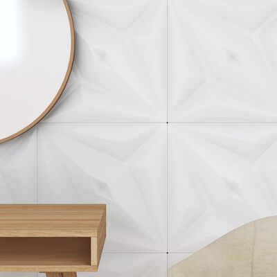 vidaXL Nástenné panely 12 ks, biele 50x50 cm, XPS 3 m² hviezda
